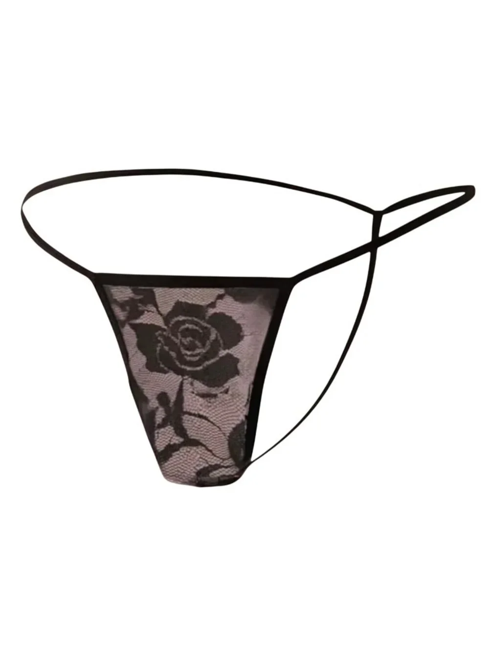 Men’s Black Lace G-String Floral Thong*Pouch*Gay*Sissy*Femboy*Cosplay*L*NIP